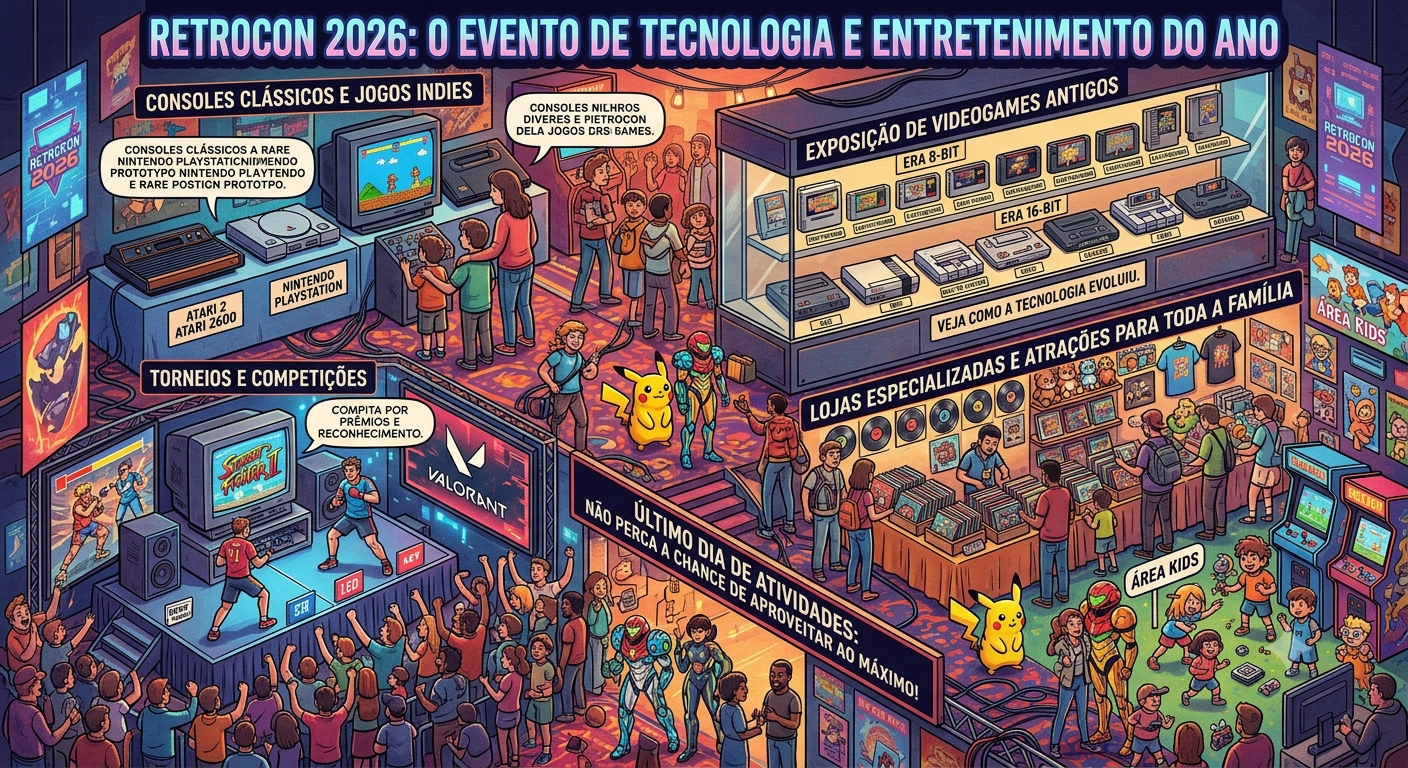 Último dia da Retrocon 2026: veja o que aproveitar antes do encerramento do evento