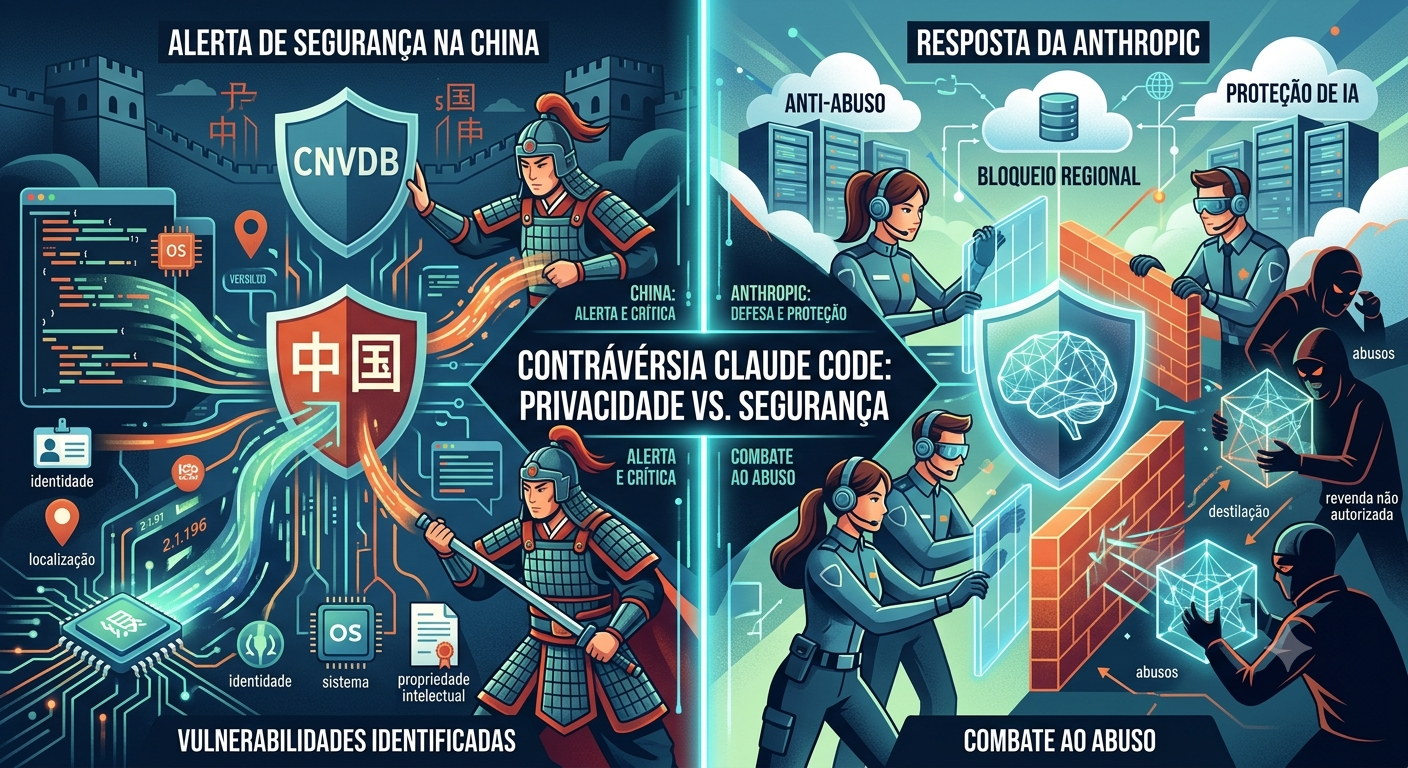 China acusa Claude Code de coletar dados sem permissão e emite alerta; entenda