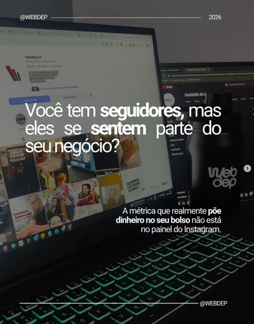 A mu00e9trica que realmente coloca dinheiro no bolso do seu negu00f3cio nu00e3o u00e9 o seu nu00famero de seguidores. Se o seu direct vive silencioso e seus links de vendas nu00e3o recebem cliques, vocu00ea tem uma audiu00eancia fantasma, nu00e3o clientes.